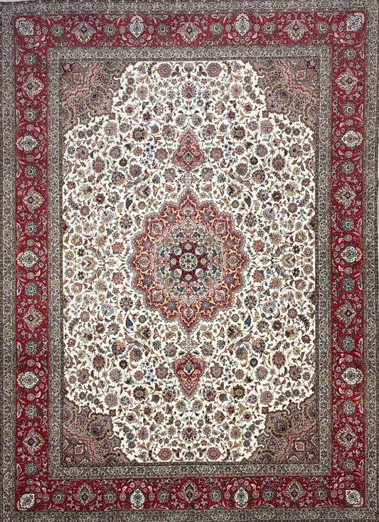 Hand-Knotted 60 Raj Persian Tabriz Rug - 9’10”x13’8”