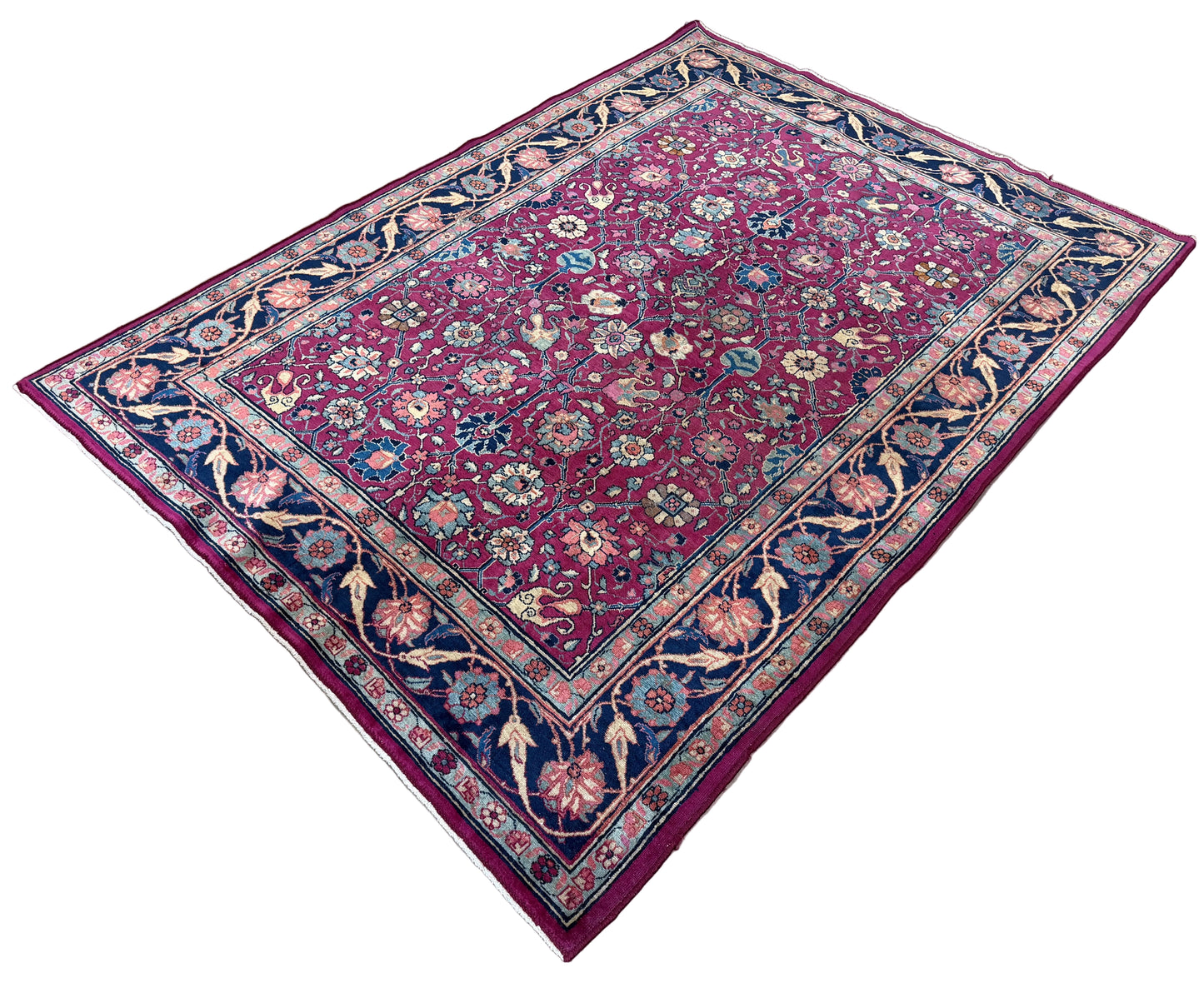 Hand-Knotted Antique Persian Kashan Rug - 4’5”x6’4”