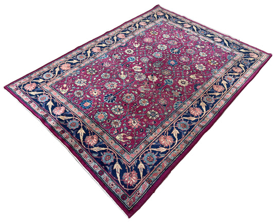 Hand-Knotted Antique Persian Kashan Rug - 4’5”x6’4”