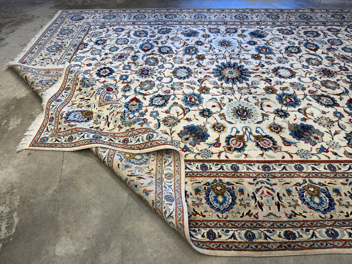 9’9”x13’1” Antique Hand-Knotted Persian Kashan All-over Signed Sanaee Area Rug
