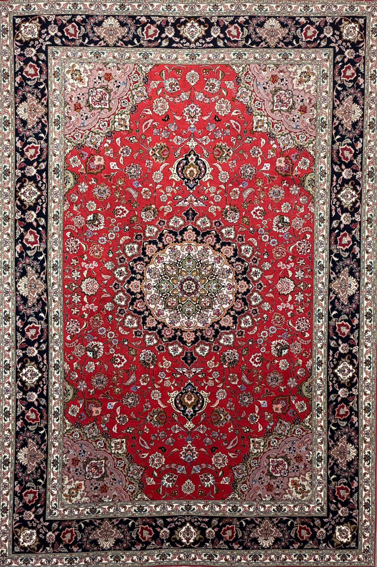 Hand-Knotted 60 Raj Persian Tabriz Rug - 6'7"x9'10"