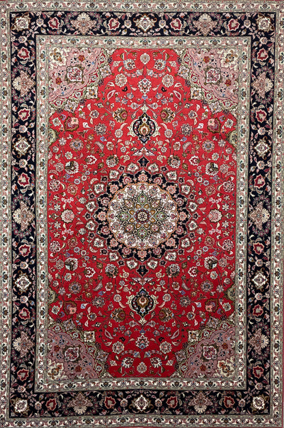 Hand-Knotted 60 Raj Persian Tabriz Rug - 6'7"x9'10"