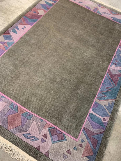 5'7"x8' Handmade 100% Wool Tibetian Rug