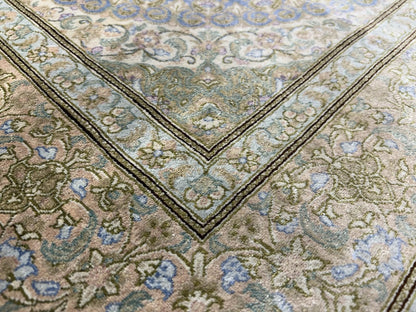 3x5 Luxurious Fine Hand-Knotted 100% Silk Persiane Qume Rug Handmade Green