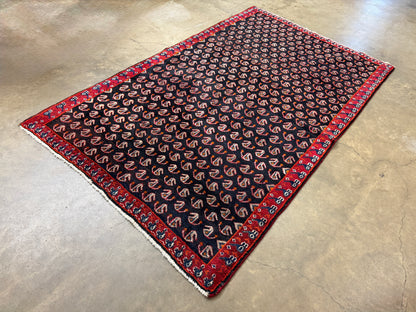 Hand-Knotted Persian Hamadan Rug - 5'x8'1"
