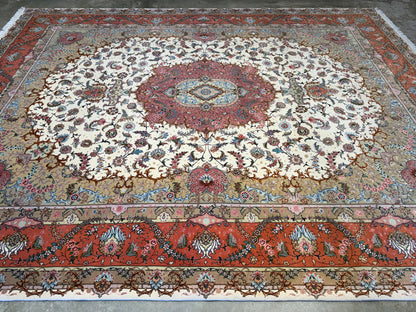 10’x12’9” Fine Hand-Knotted Persian Tabriz Area Rug
