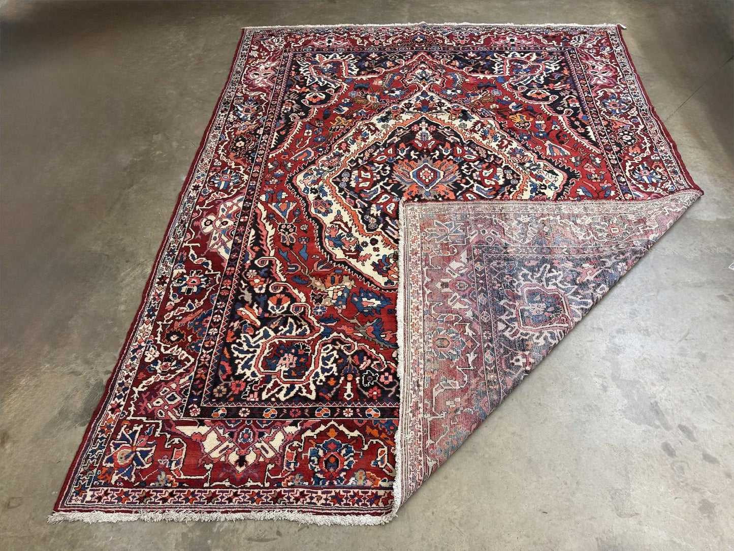 10x12 Vintage Hand-Knotted Bakhtiarie Rug Antique Handmade Red Oriental Tribal