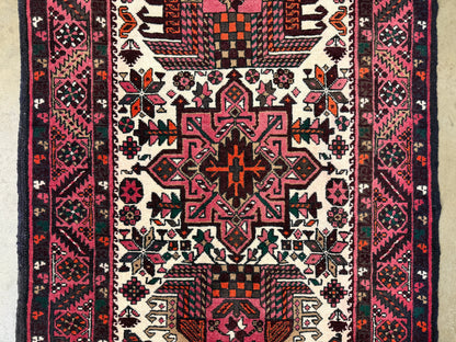 3’1”x18’4” Hand-Knotted Wool Heriz Persian Runner 3x18 Handmade Pink Rug