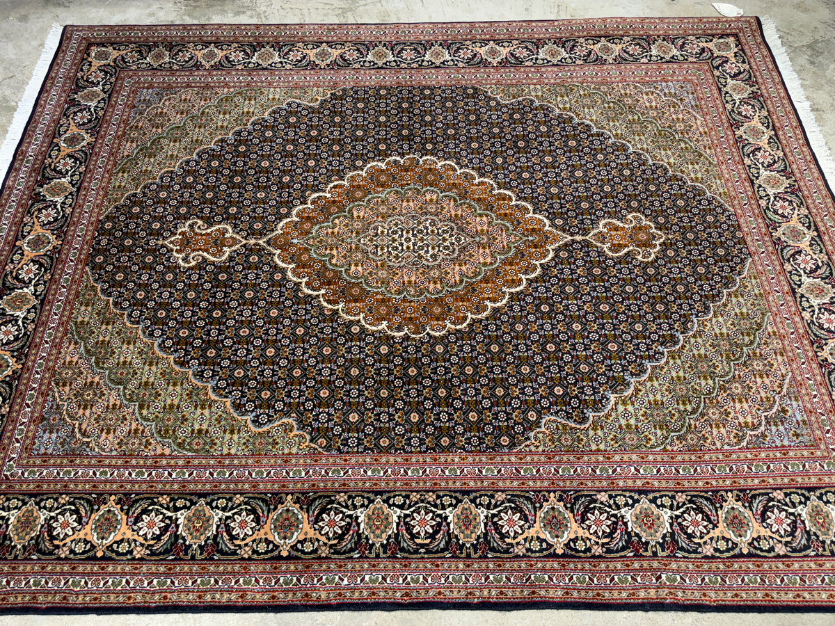 Hand-Knotted Persian Tabriz Mahi Rug - 5'x6'7"