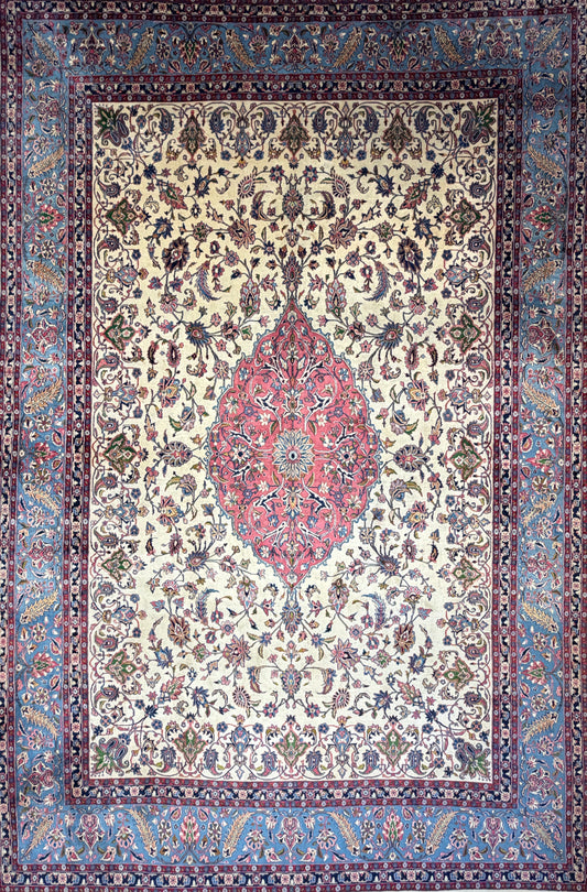 9’6”x14’6” Hand-Knotted Persian Kashan Area Rug