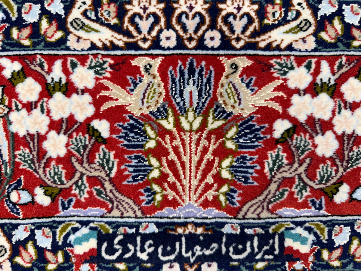 Hand-Knotted Pictorial Persian Isfahan Rug - 3’7”x5’7”