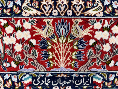 Hand-Knotted Pictorial Persian Isfahan Rug - 3’7”x5’7”