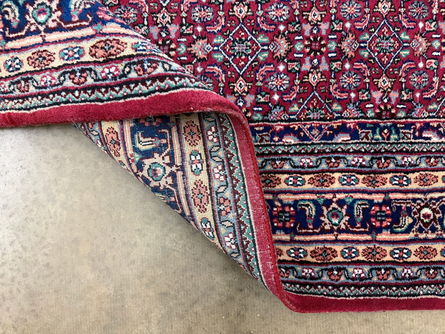 6’x9’ Fine Hand-Knotted Wool IndoBidjar Persian Rug 6x9 Burgundy All-Over Handmade Carpet