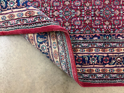 6’x9’ Fine Hand-Knotted Wool IndoBidjar Persian Rug 6x9 Burgundy All-Over Handmade Carpet