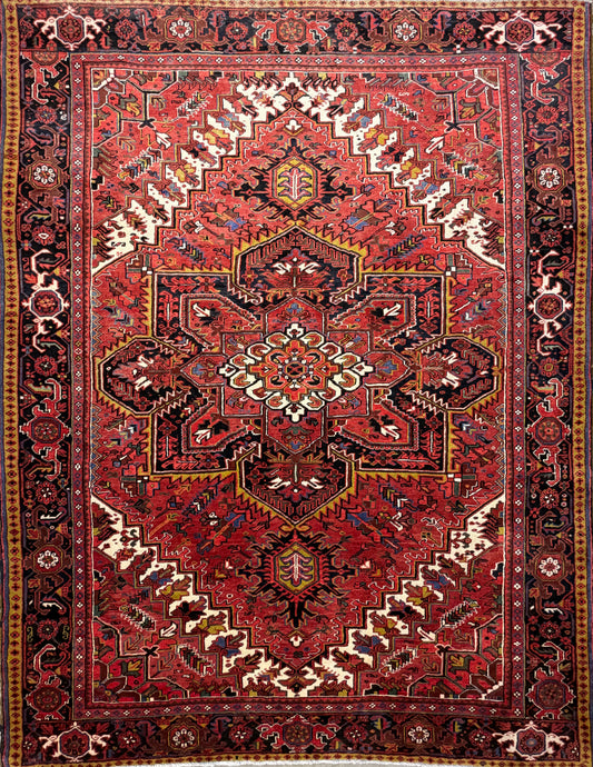 Hand-Knotted Persian Heriz Rug - 10’x13’