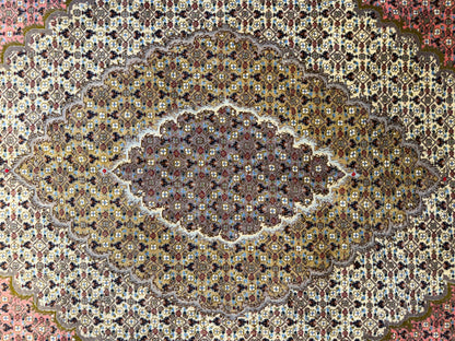 Hand-Knotted Persian Tabriz Mahi Rug - 9’10”x12’3”