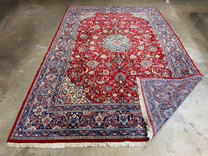 8’4”x12’8” Hand-Knotted Wool Sarouk Persian Rug 8x12 Red Handmade Carpet