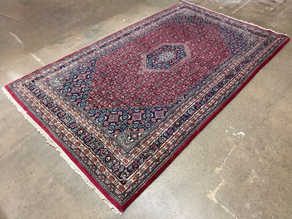 6’x9’ Fine Hand-Knotted Wool IndoBidjar Persian Rug 6x9 Burgundy All-Over Handmade Carpet