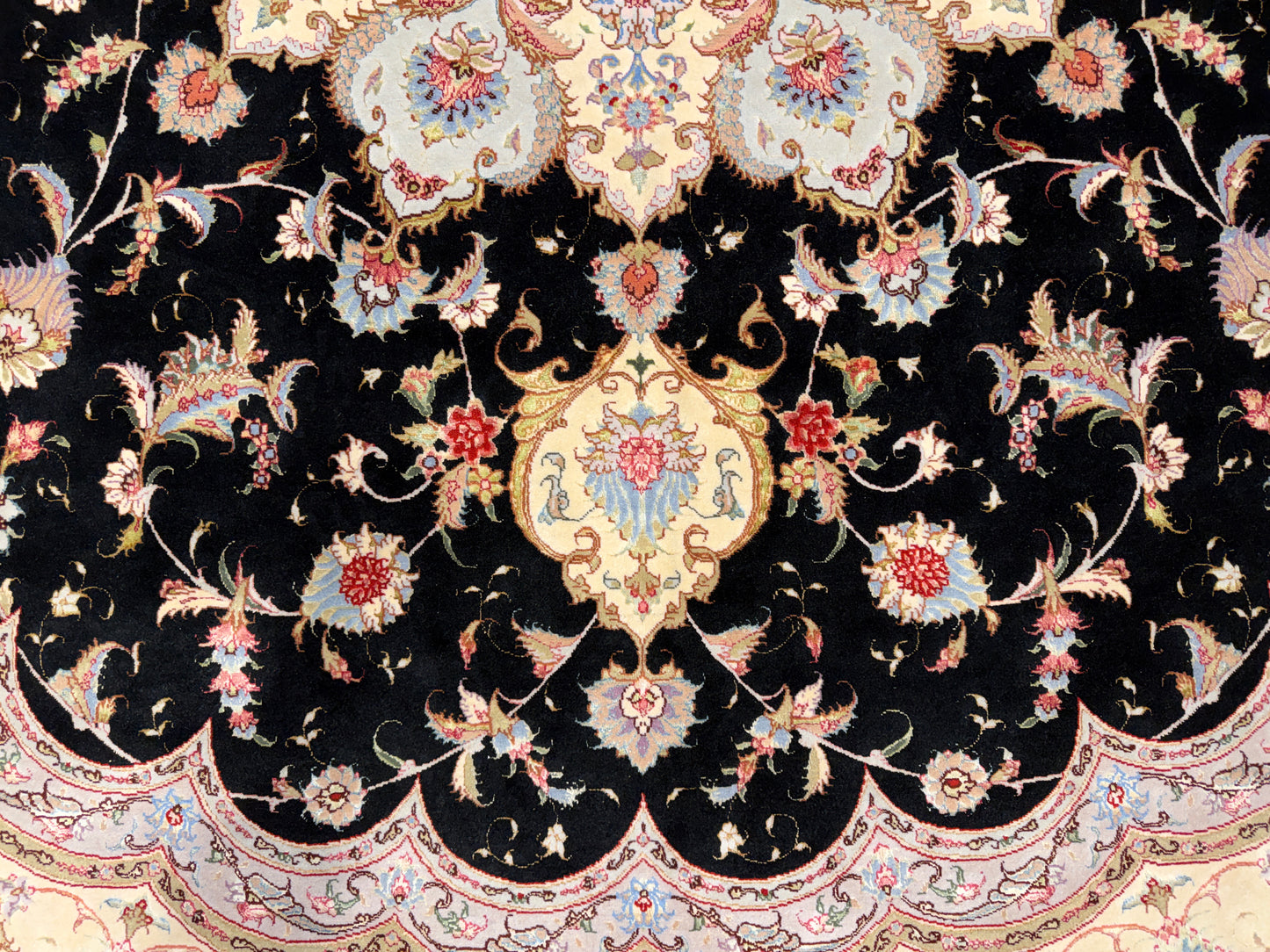 10’ Diameter Very Fine Hand-Knotted Wool & Silk Round Tabriz Persian Rug - 10x10 Handmade Carpet