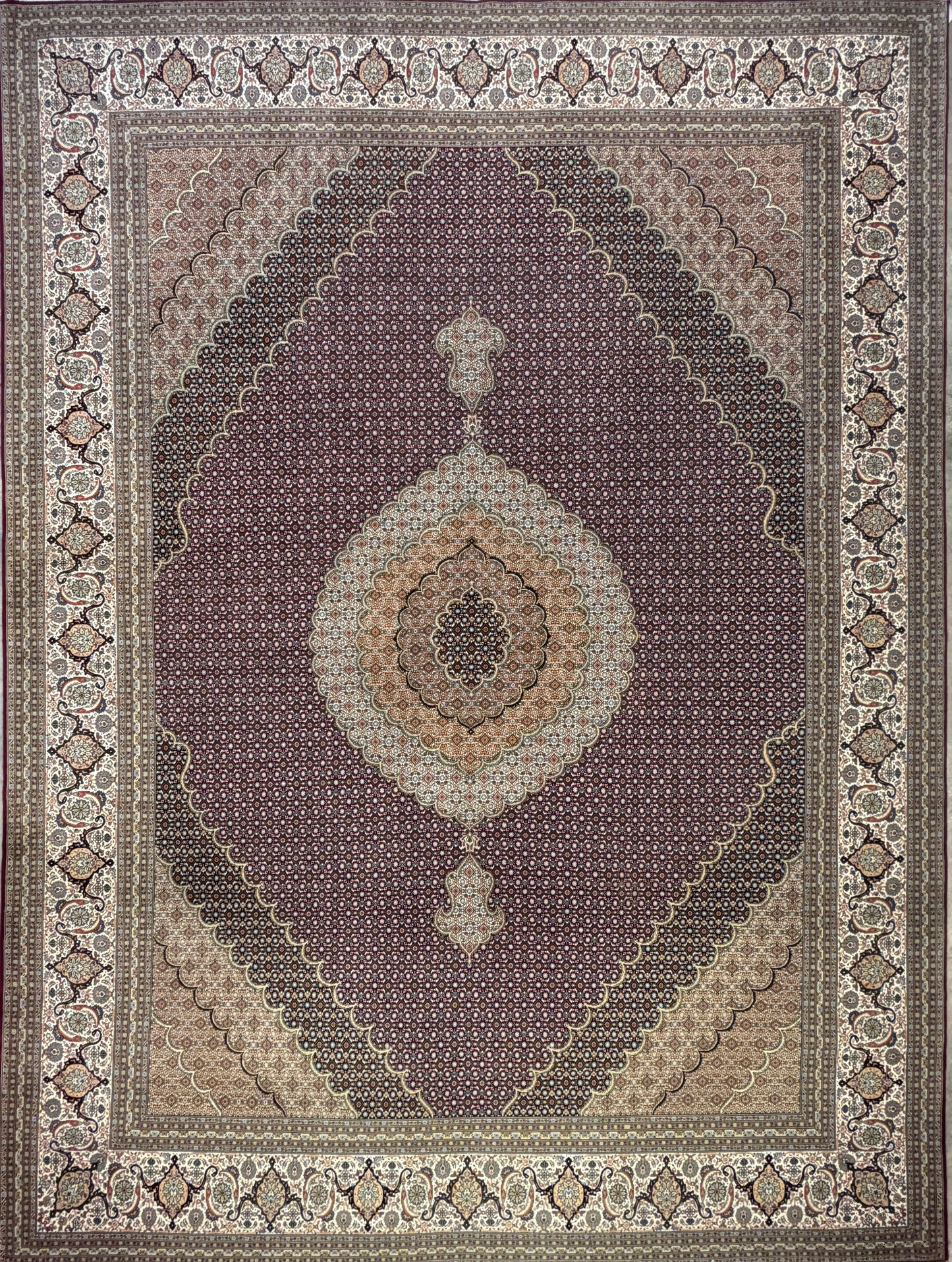 Hand-Knotted Persian Tabriz Mahi Rug - 10’x13’3”