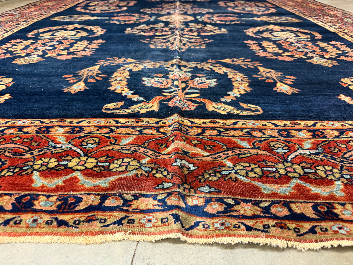 Hand-Knotted Antique Persian Sarouk Rug - 7’9”x9’10”