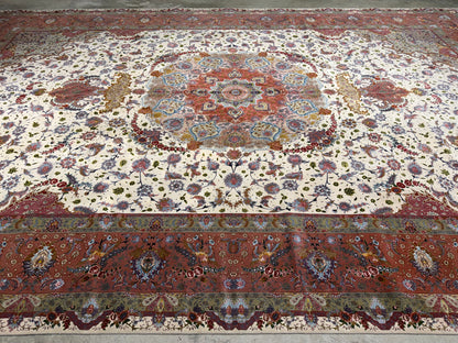 13’x19’10” Very Fine Hand-Knotted 80 Raj Persian Tabriz Rug - Signed