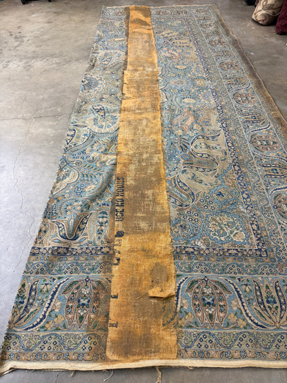 11’x14’10” Antique Hand-Knotted Fine Wool Persian Kerman Area Rug Handmade