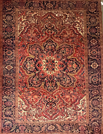 Hand-Knotted Persian Heriz Ahar Rug - 9’5”x12’3”