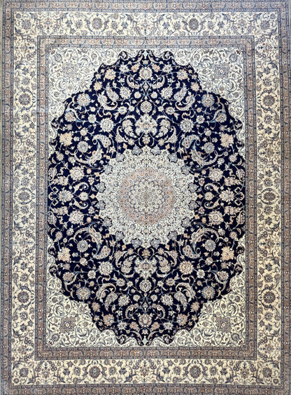 Hand-Knotted 4 La Persian Nain Rug - Signed Habibian - 10'4"x14'3"