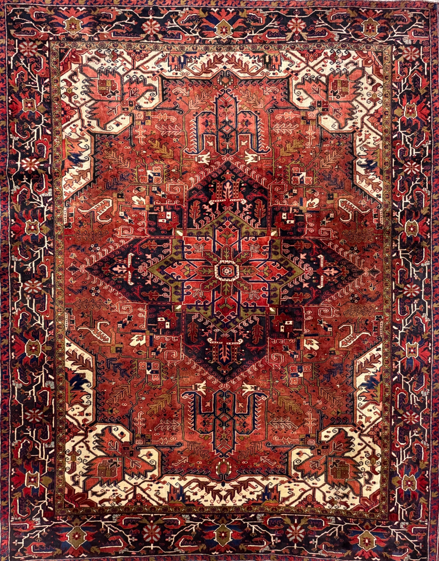 Hand-Knotted Persian Heriz Rug - 9’3”x12’2”