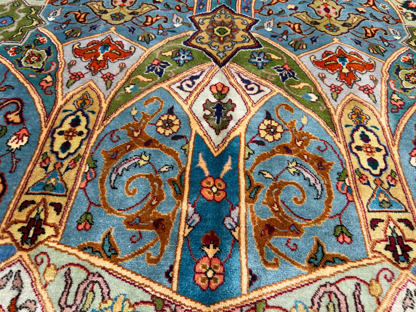 9’10”x13’2” Fine Hand-Knotted Kork Wool Persian Tabriz Rug Handmade All-over Area Carpet