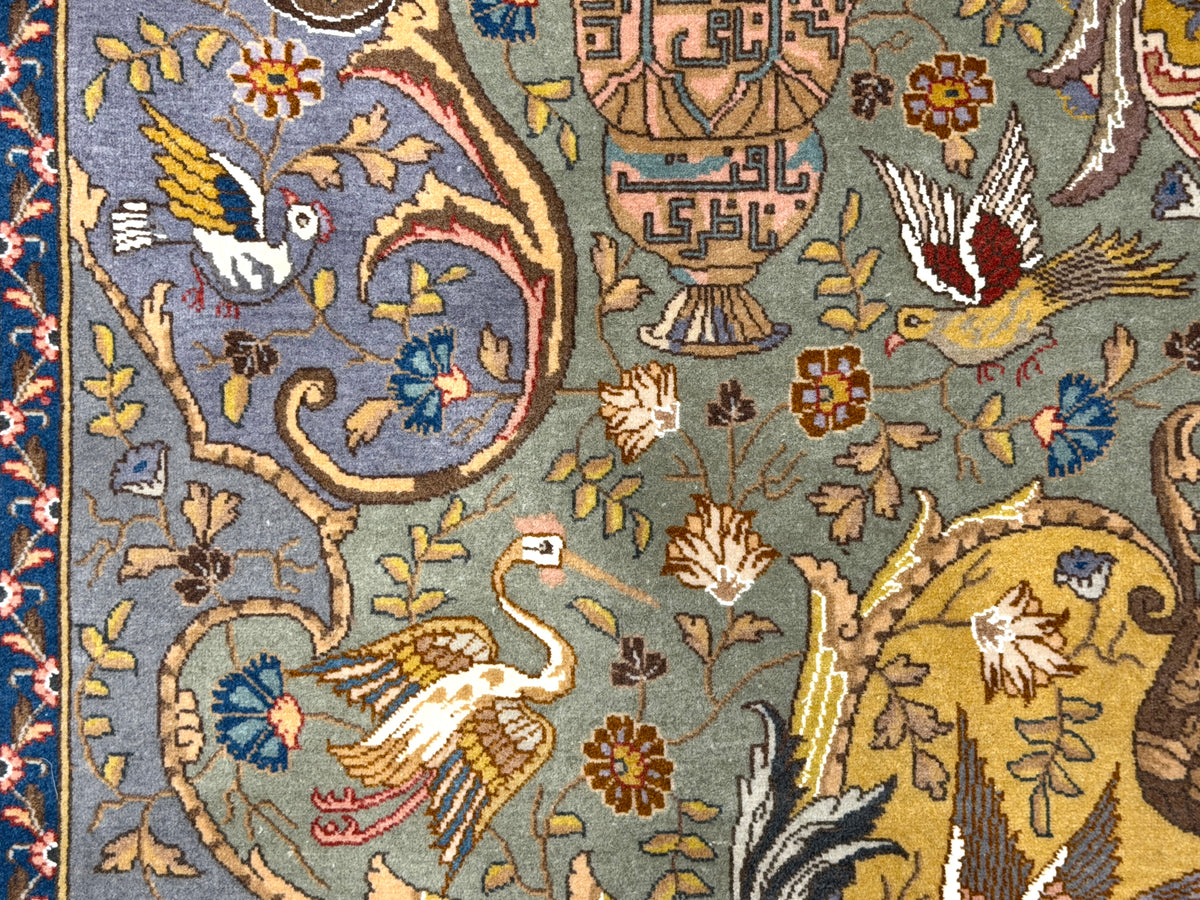 Hand-Knotted 60 Raj Pictorial Persian Tabriz Rug - Signed Nazeri - 5'10"x8'3"