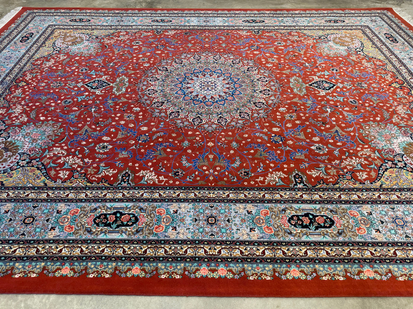 9’8”x13’3” Very Fine Hand-Knotted Persian Tabriz 80 Raj Signed Emad Fakher Area Rug