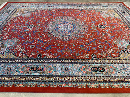9’8”x13’3” Very Fine Hand-Knotted Persian Tabriz 80 Raj Signed Emad Fakher Area Rug