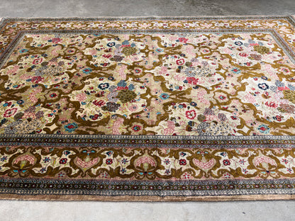 Hand-Knotted Silk Persian Qum Rug - 4’6”x7’2”