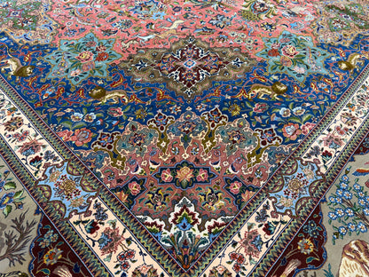 11’7”x17’2” Very Fine Hand-Knotted Signed Persian Tabriz Pictorial Area Rug