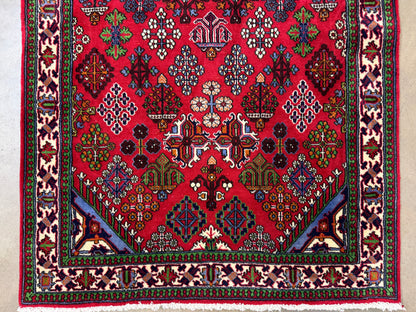4’2”x13’3” Hand-Knotted Wool Joshaghan Persian Runner 4x13 Handmade Red Carpet