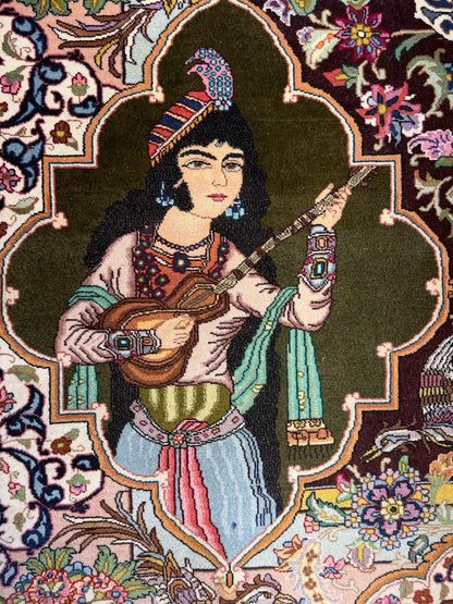 5’7”x7’10” Hand-knotted Pictorial Tabriz Rug
