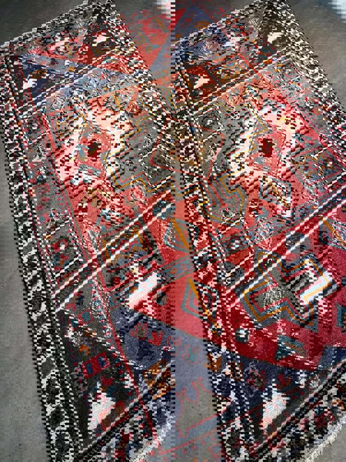 4'6"x6'9" Handmade 100% Wool Persian Hamadan Rug
