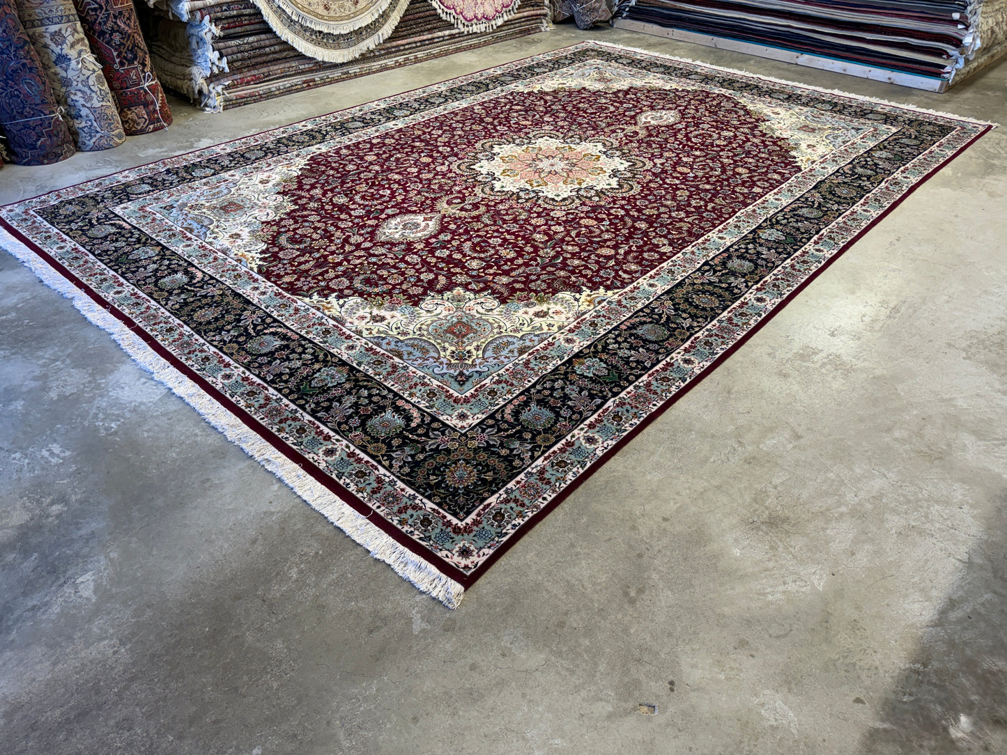 11’4”x16’6” Hand-Knotted 70 Raj Persian Tabriz Rug