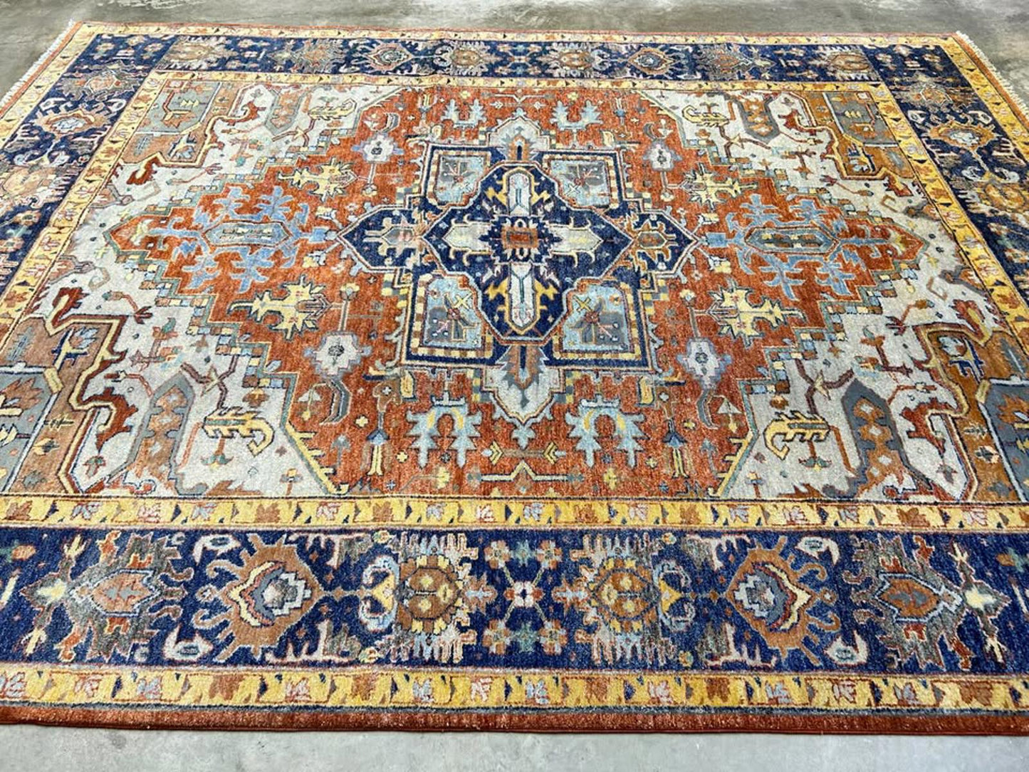 9'x11'10" Handmade 100% Wool Indian Serapi Rug