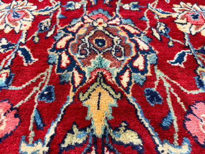 8’4”x12’8” Hand-Knotted Wool Sarouk Persian Rug 8x12 Red Handmade Carpet