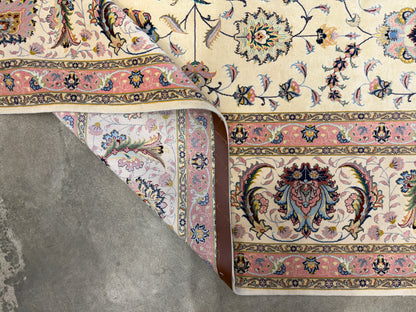 9’9”x13’4” Very Fine Hand-Knotted Persian Tabriz 80 Raj Signed Area Rug