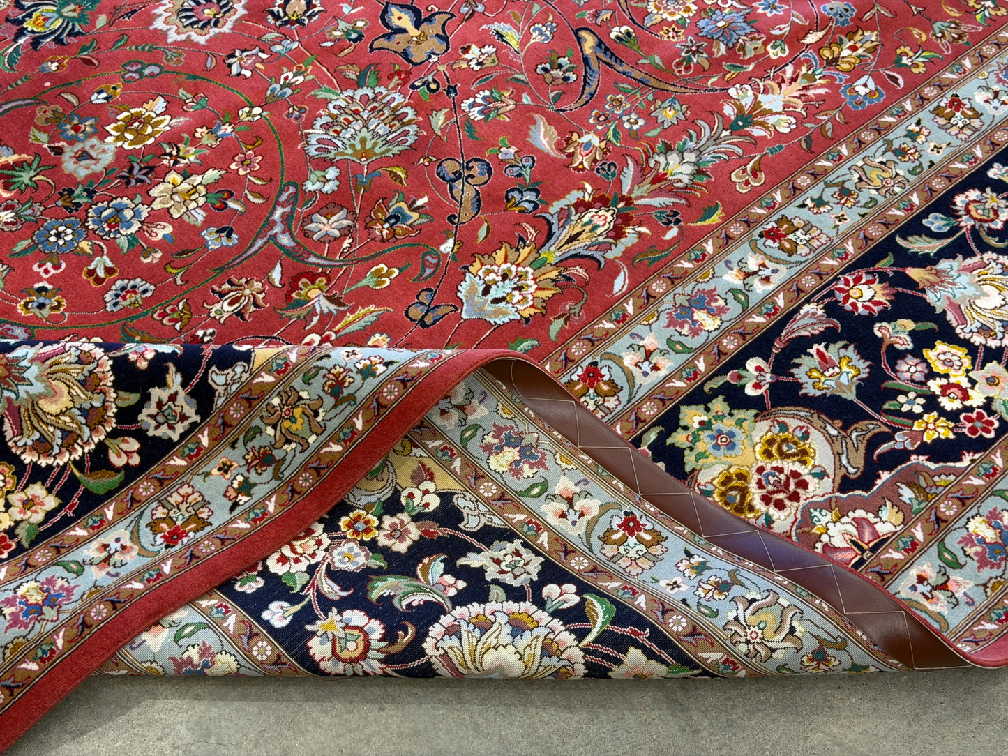 9’8”x13’4” Very Fine Hand-Knotted Persian Tabriz 80 Raj Signed Gharabaghi Area Rug