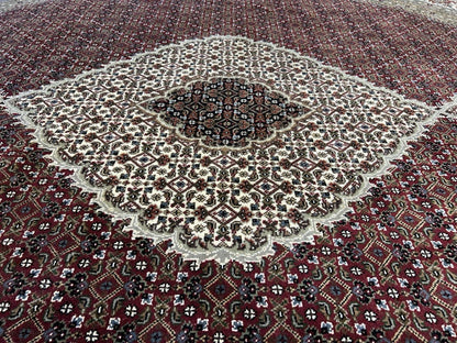 10’ Diameter Hand-knotted Wool Round Area Rug - Handmade Carpet 10x10 Burgandy