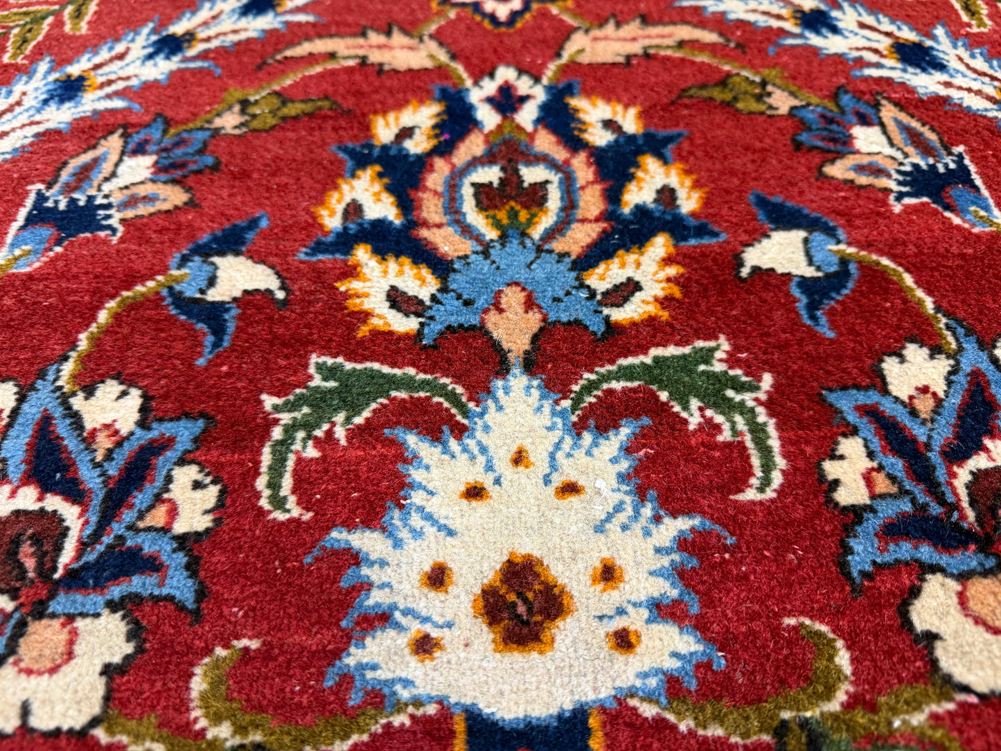 10’2”x14’2” Very Fine Vintage Hand-Knotted Wool Isfahan Persian Rug 10x14 Red All-Over Handmade Carpet