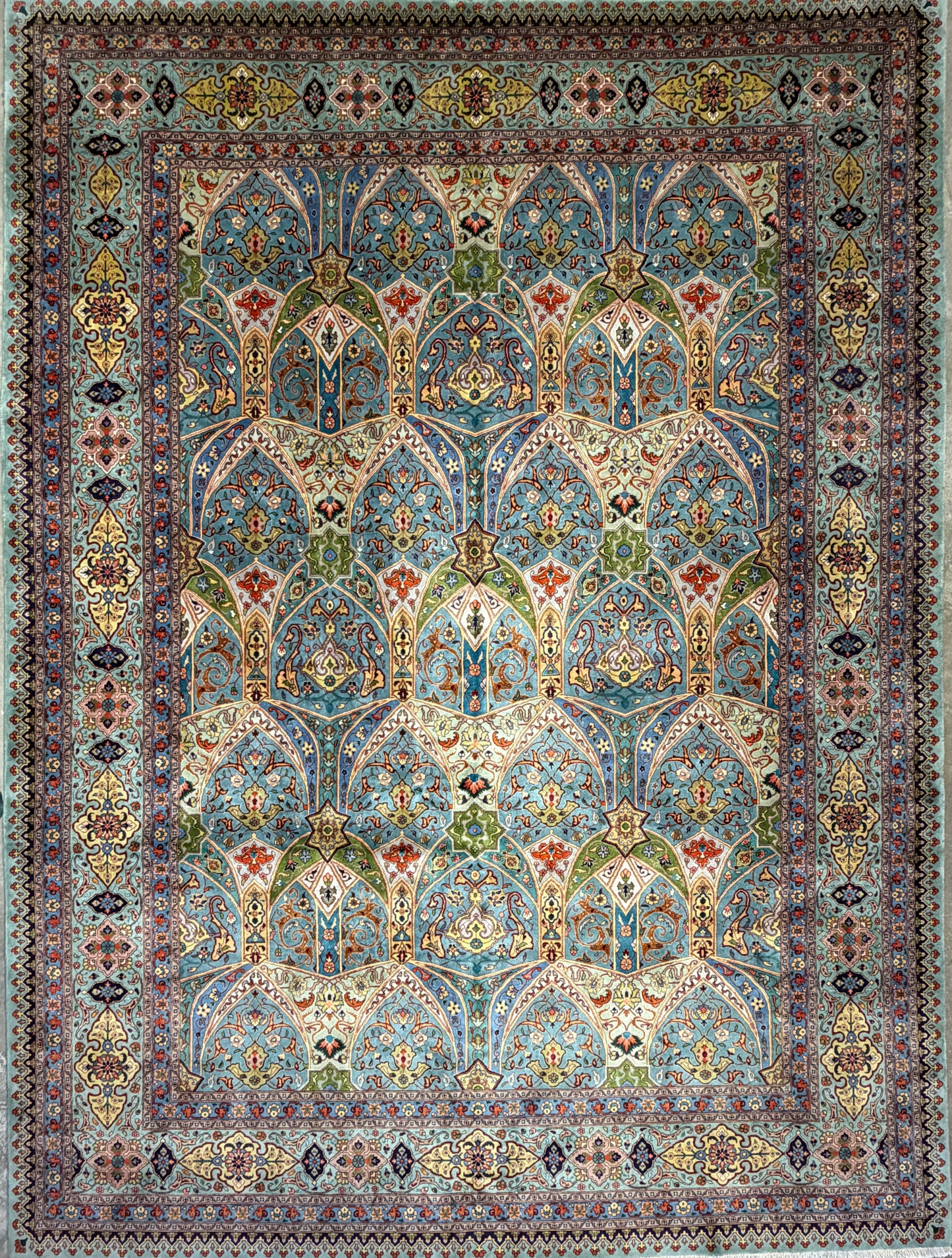 9’10”x13’2” Fine Hand-Knotted Kork Wool Persian Tabriz Rug Handmade All-over Area Carpet