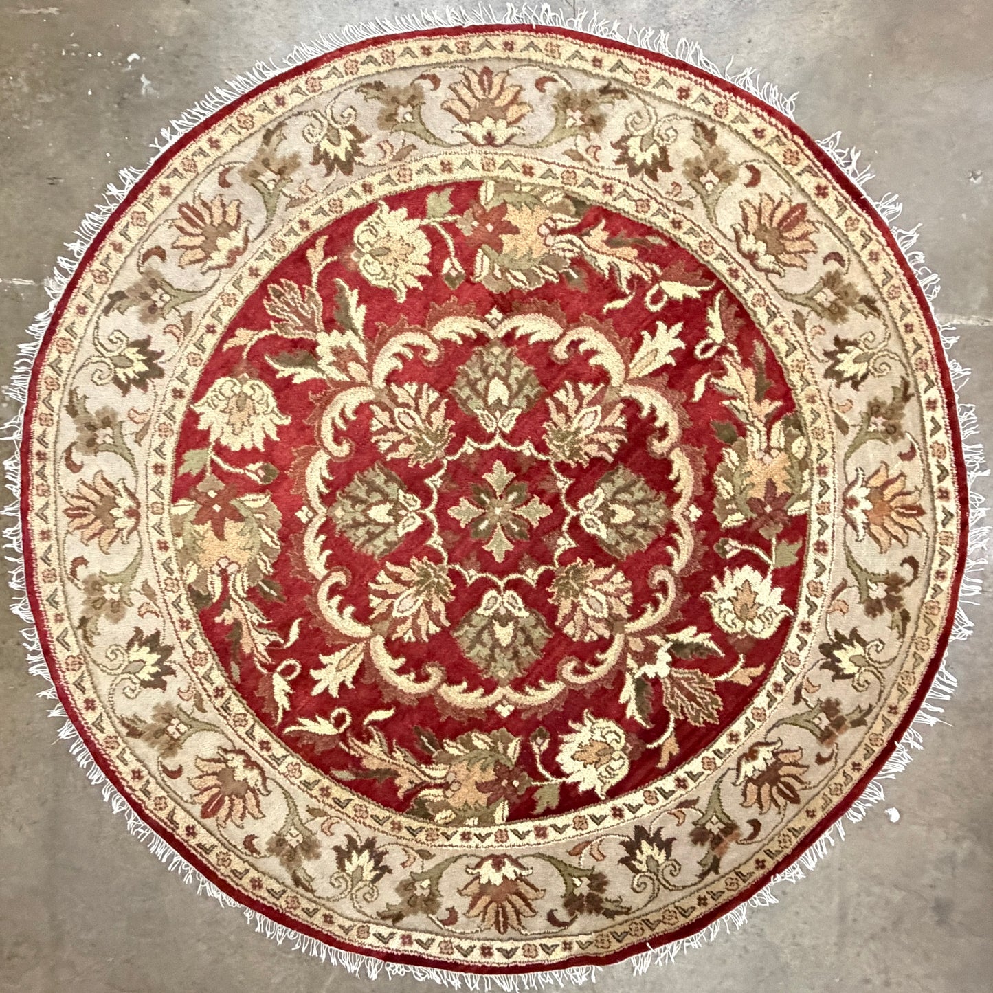 8’ Diameter Hand-Knotted Wool Indian Round Oriental Rug - 8x8 Handmade Carpet