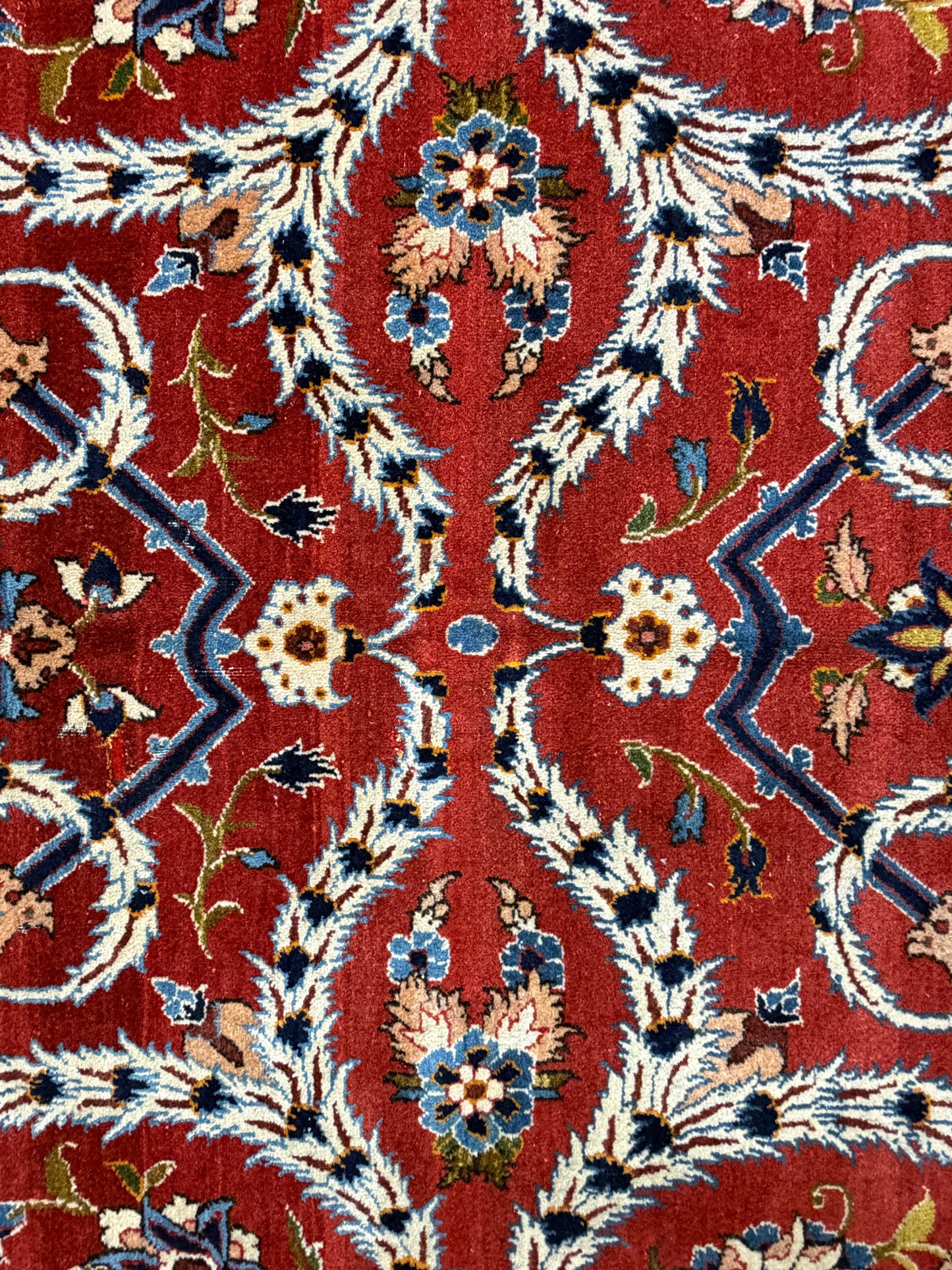 10’2”x14’2” Very Fine Vintage Hand-Knotted Wool Isfahan Persian Rug 10x14 Red All-Over Handmade Carpet