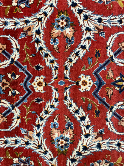 10’2”x14’2” Very Fine Vintage Hand-Knotted Wool Isfahan Persian Rug 10x14 Red All-Over Handmade Carpet